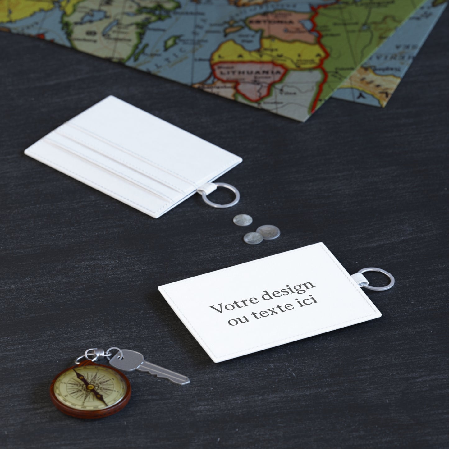 Porte-carte en cuir Saffiano élégant – Portefeuille minimaliste personnalisable, cadeau chic