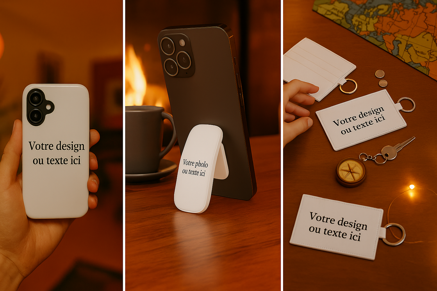 Coffret “Signature” – Coque et Support de Téléphone, Porte-cartes Personnalisés